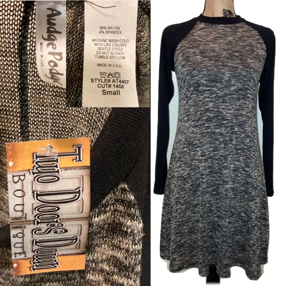 Audge Podge Two Tone T-shirt Stretchy Jersey Dress - Picture 3 of 8